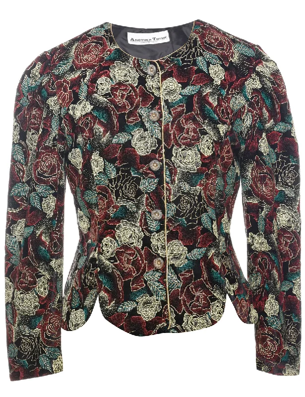 Floral Pattern Evening Jacket - M Edgy Men's Punk