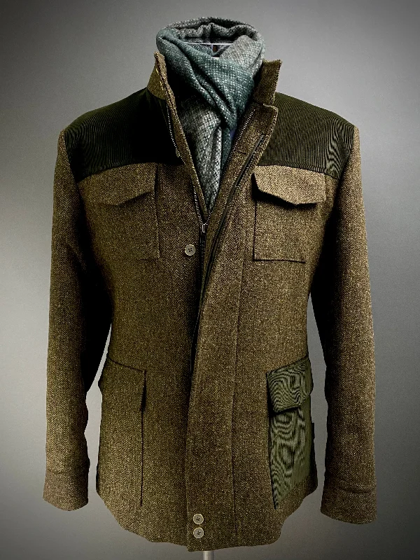 Dark Olive Tweed/Corduroy: Utility Coat. Lumberjack