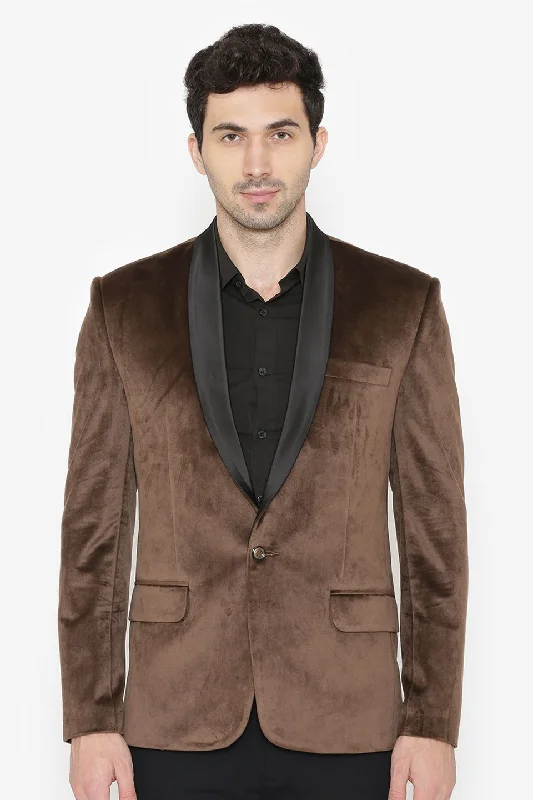 Cotton Velvet Brown Blazers Cozy Men's Winter