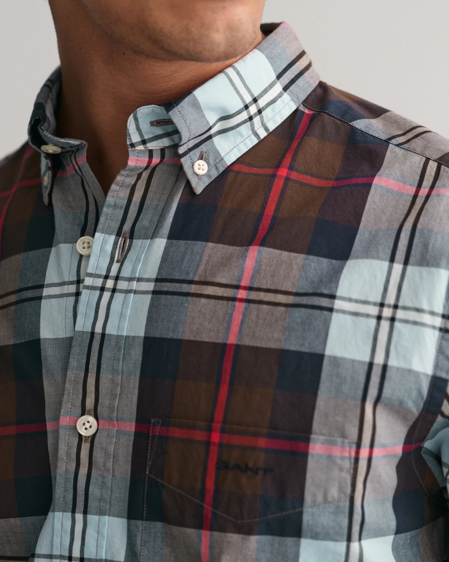 Poplin Shirt - Check - Rich Brown Modern Men's 