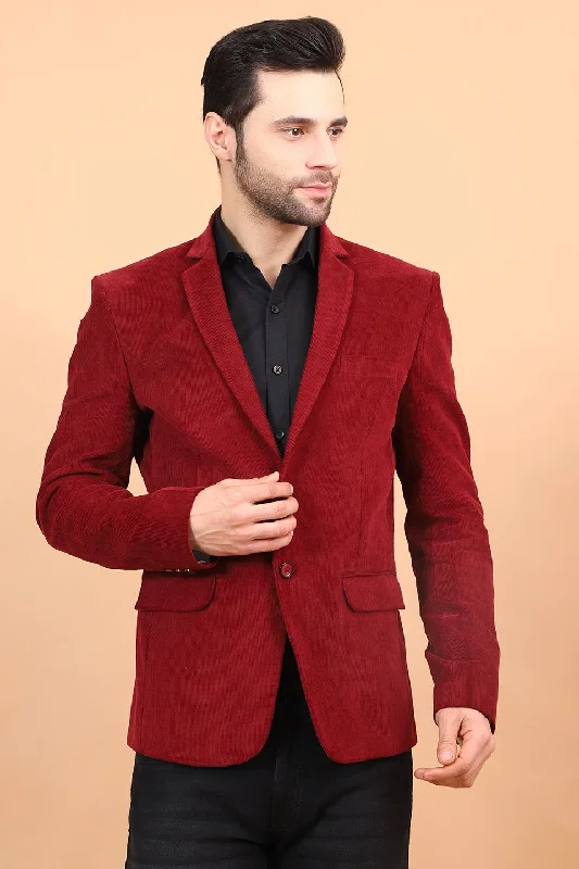 Corduroy Cotton Red 1 Blazer Luxurious Men's High