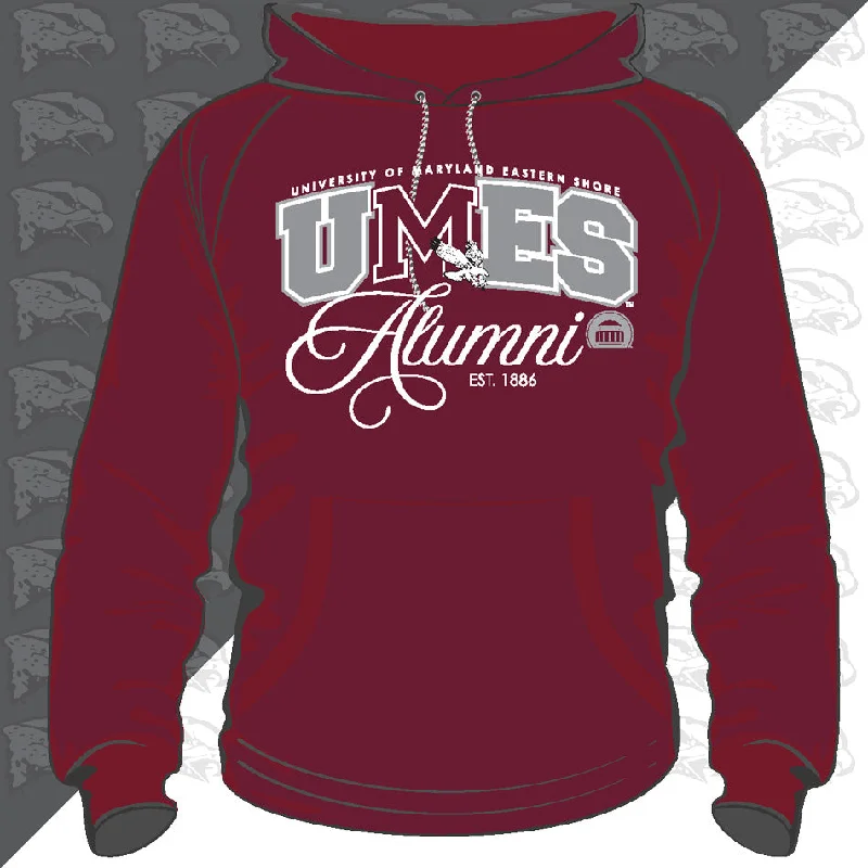 Maryland Eastern Shore | UMES | FANCY ALUMNI Maroon Unisex Hoodie (DK) Unique Men's Patch