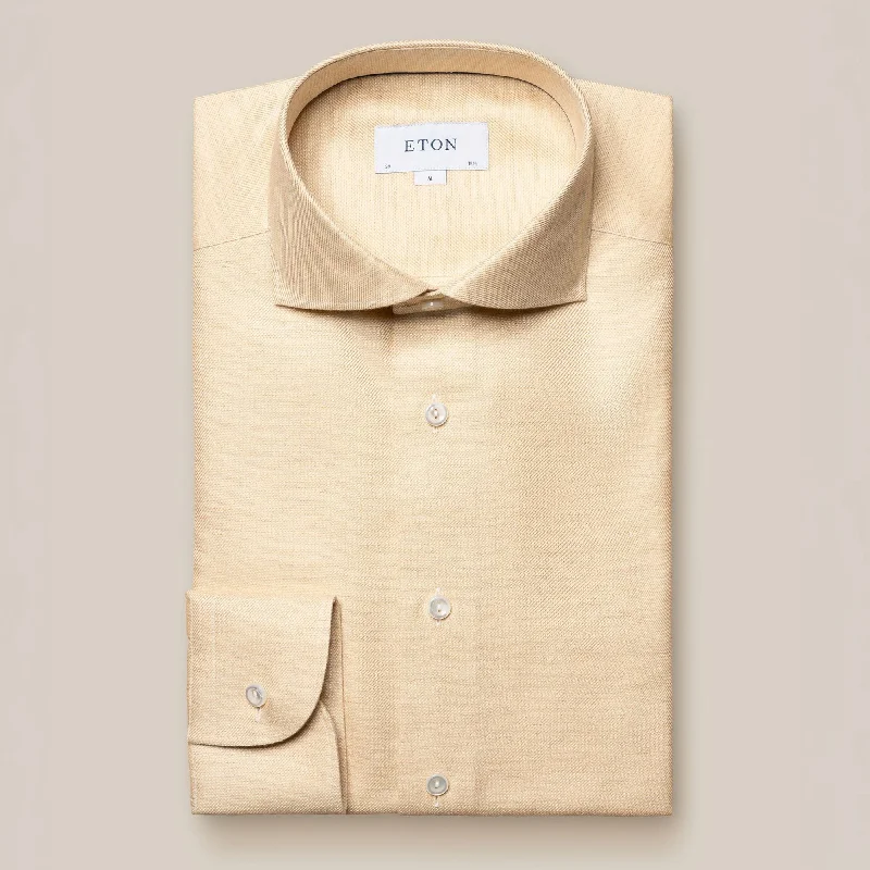 Vanilla Semi-Solid Cotton-Cashmere-Silk Contemporary Fit Shirt Confident Men's High