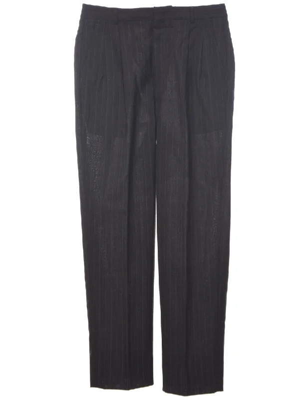 Striped Pattern Trousers - W33 L32 Sleek Men's Metallic