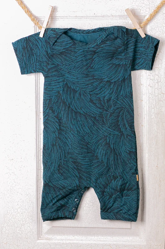 Organic Romper Onesie - Teal Wing British Gentleman Style