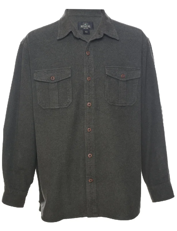 Olive Green Flannel Shirt - L Youthful Men's Pop