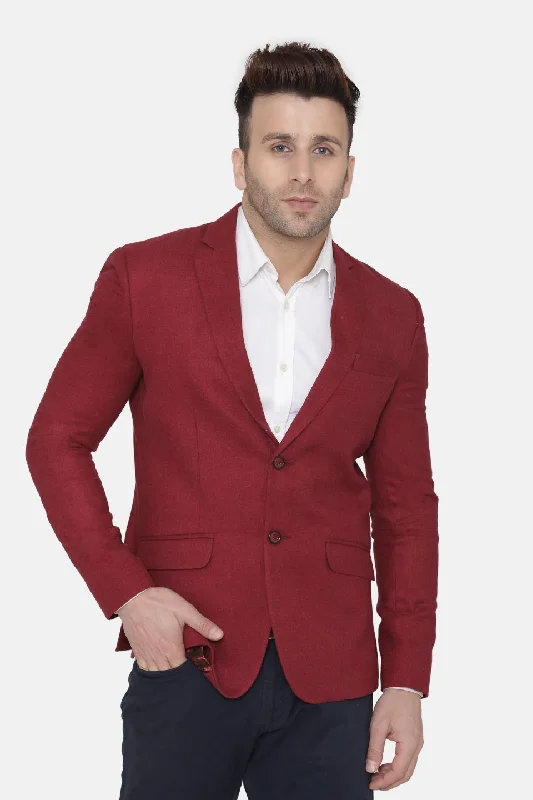 Wool Red Blazer Polished Men's Satin