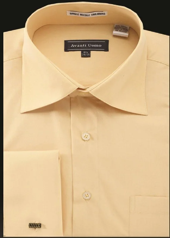 Men's French Cuff Dress Shirt Spread Collar- Corn Refined Men's Hand