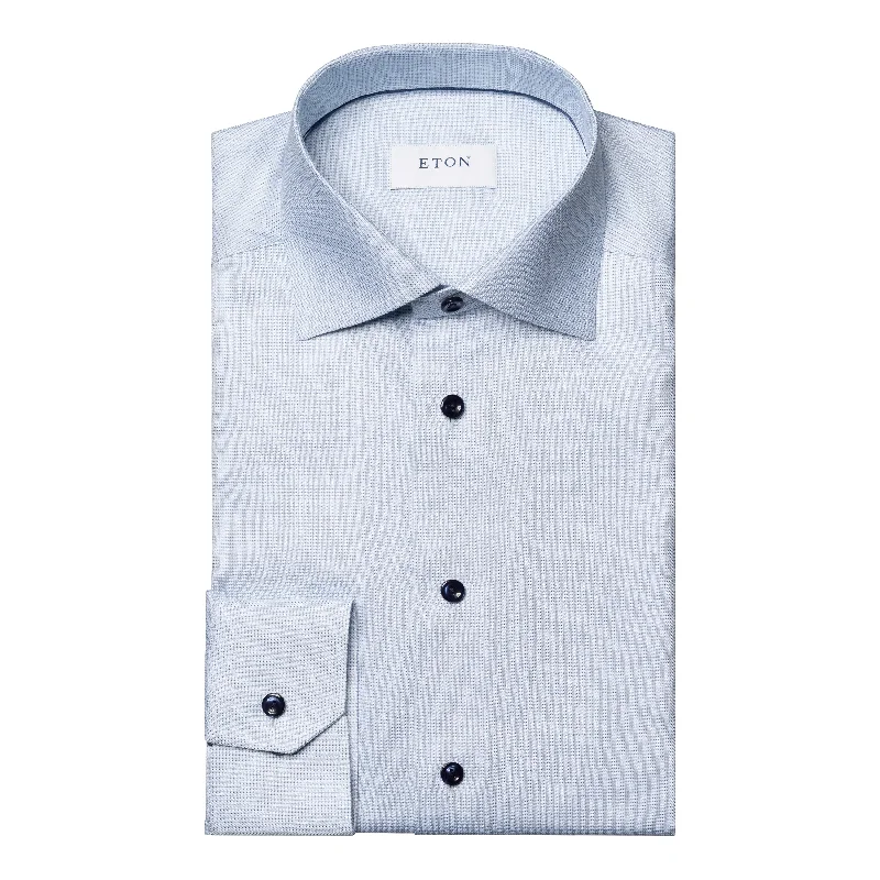 Light Blue Semi Solid Cotton Tencel™ Lyocell Slim Fit Shirt - ETON Laid