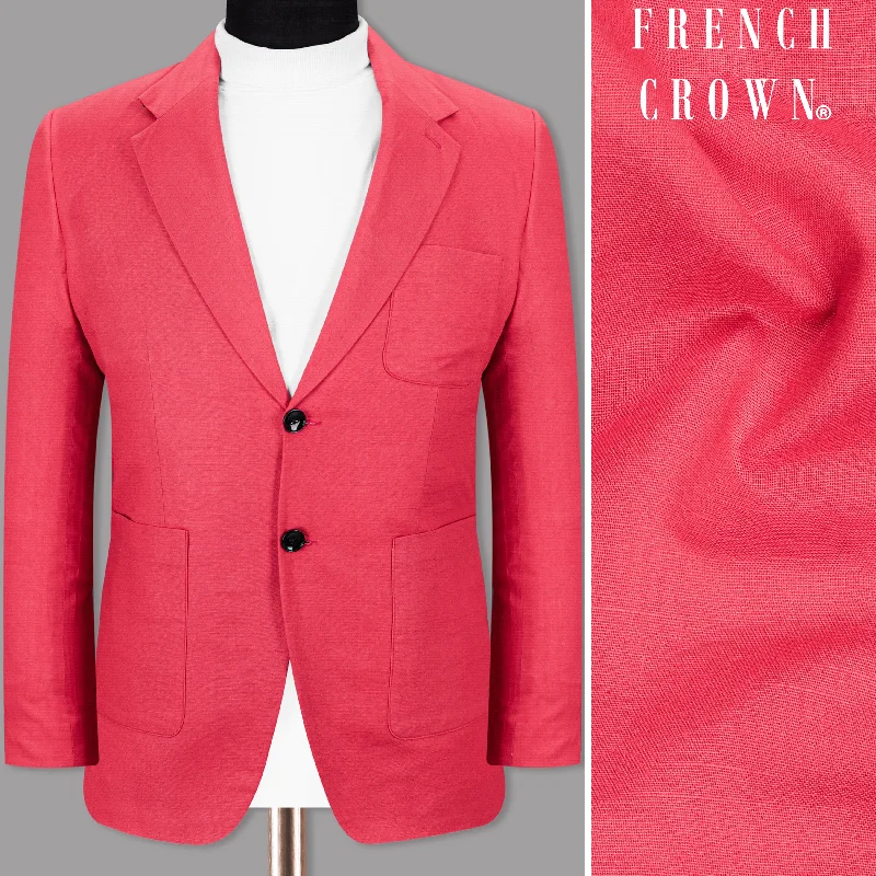 Peach Luxurious Linen Sports Blazer Unique Men's Upcycled