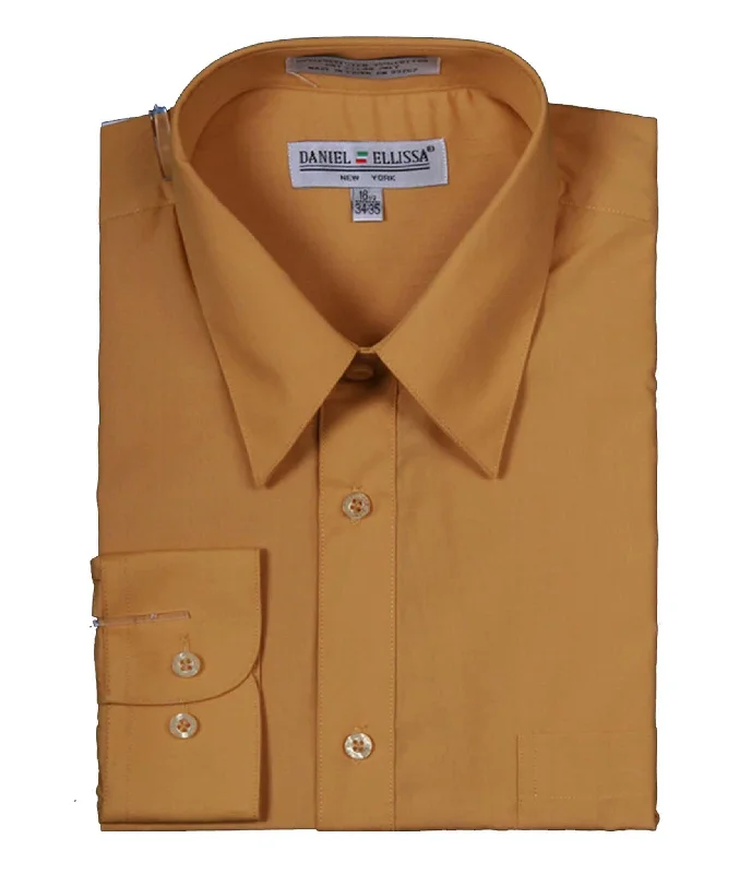 Men's Basic Dress Shirt  with Convertible Cuff -Color Mustard Street