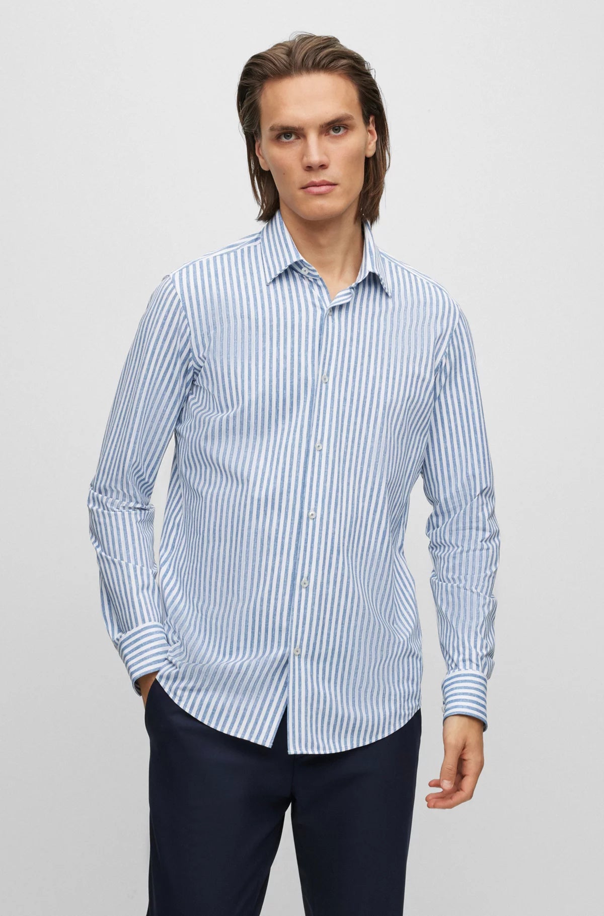 P-Joe Regular-Fit Shirt In Striped Performance - Stretch 50490411 Monochromatic All