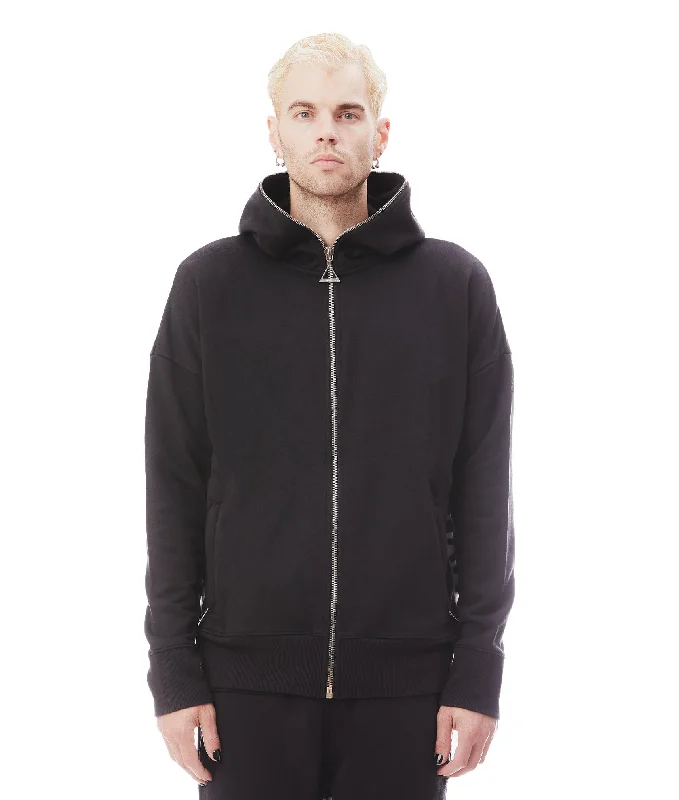 Full Zip Hoodie In Black Elegant Men's Cashmere