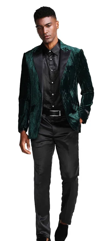 Impresión Collection: Men's Velvet Slim Fit Suit Jacket In Hunter Green Sophisticated Men's 