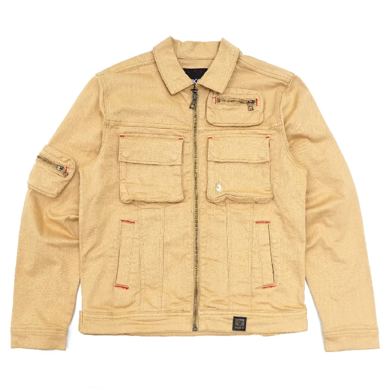 M1030 Aries Cargo Denim Jacket - Khaki Bold Men's Statement