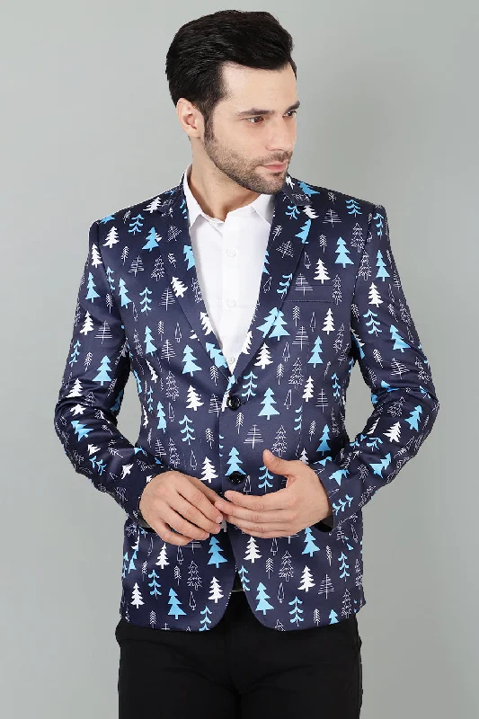 Polyester Christmas Blue Blazer Dapper Men's Bow