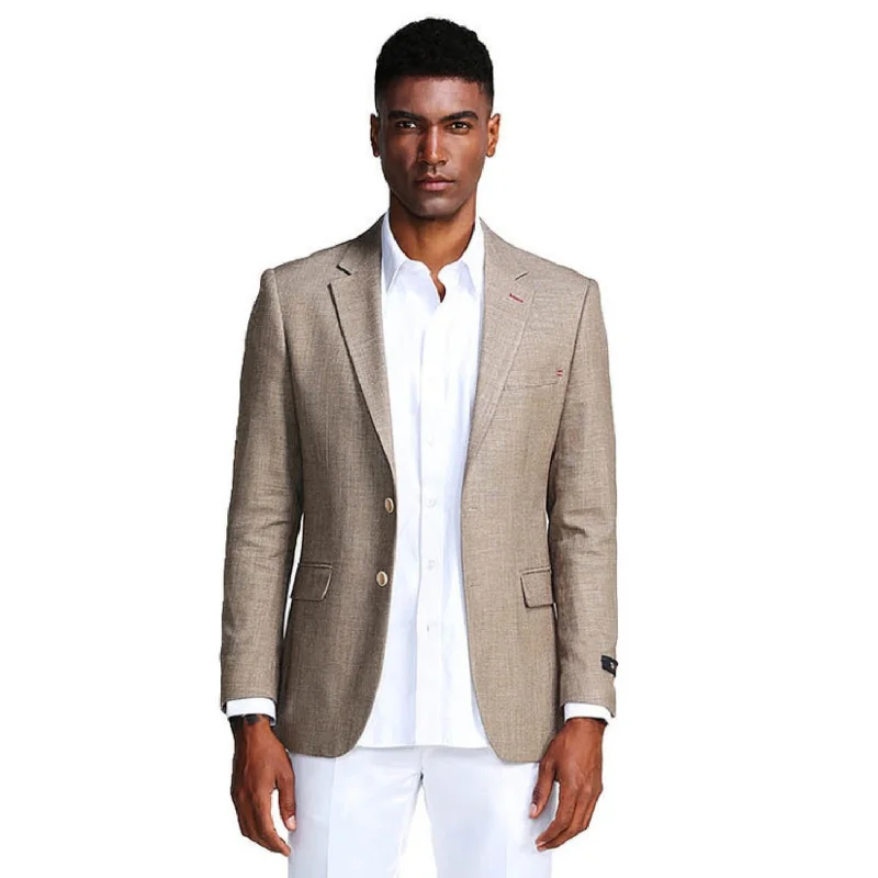 Galaxy Garnish Collection: Tan Solid Color Slim Fit Blazer Gym