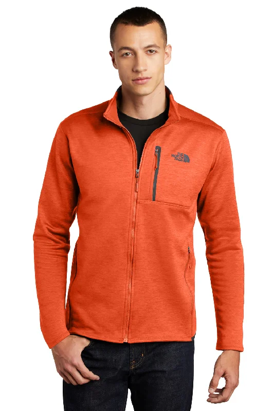 The North Face Mens Skyline Full Zip Fleece Jacket - Heather Zion Orange/Urban Navy Blue Sleek Men's Metallic