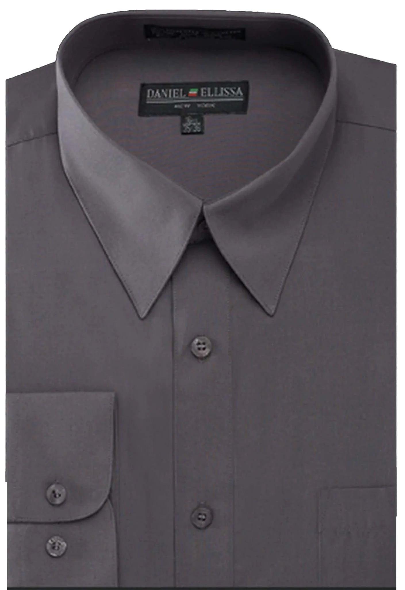 Regular Fit Point Collar Dress Shirt, Charcoal Preppy Men's College