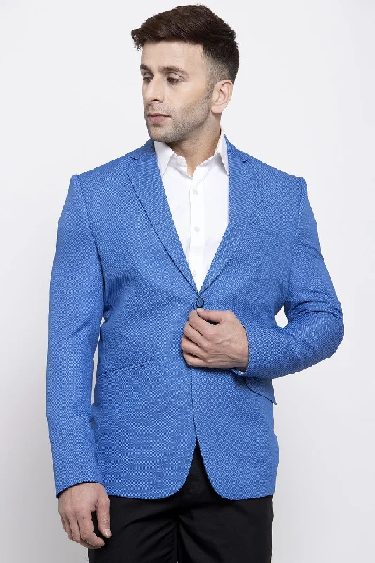 Polyester Cotton Blue Blazer Refined Men's Hand