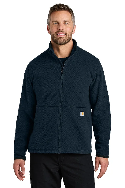 Carhartt Mens Textured Fleece Full Zip Jacket - Navy Blue - New Elegant Men's Cashmere