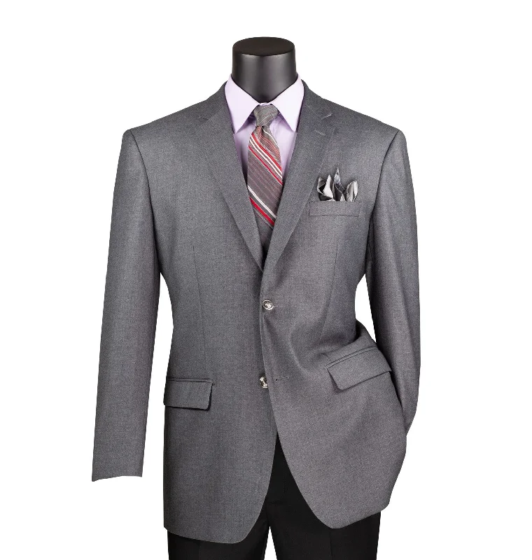 Chiccheto Collection- Medium Grey Solid Color Single Breasted Regular Fit Blazer Refined Men's Velvet