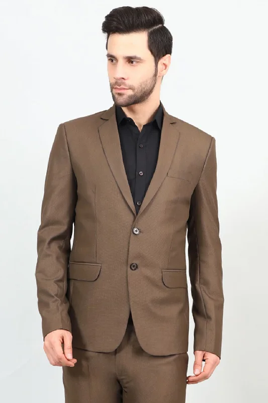 Poly Viscose Brown Blazer British Gentleman Style