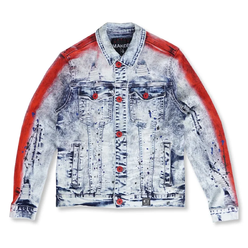 M1038 Paint Stroke Denim Jacket - Light Wash Lumberjack