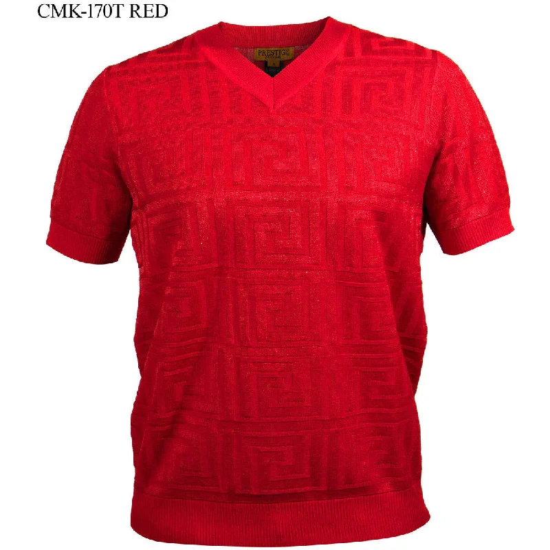 Prestige Red Luxury Knit Greek Print Shirt Tough Men's Military