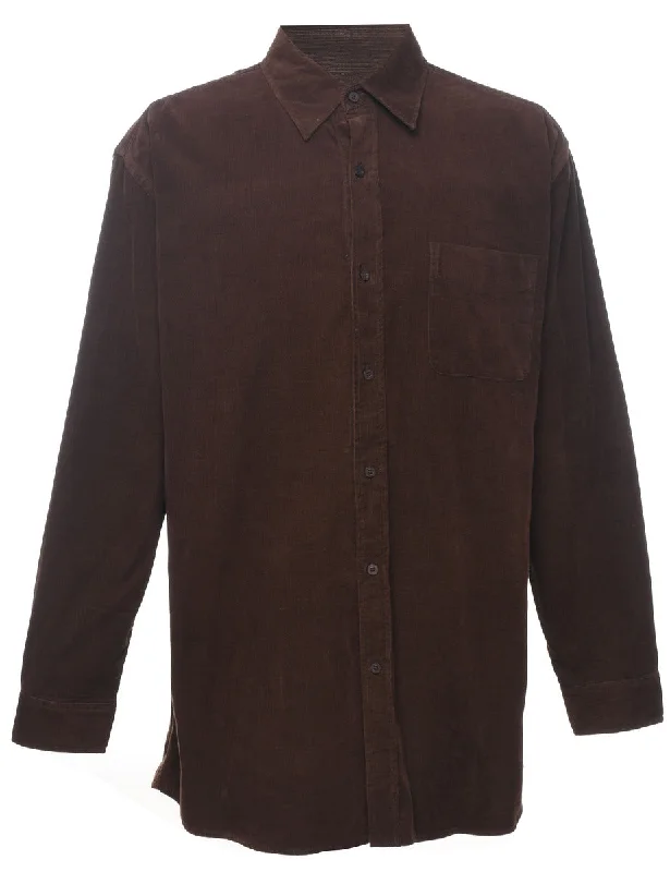 Corduroy Dark Brown Shirt - L Cool Men's Skate