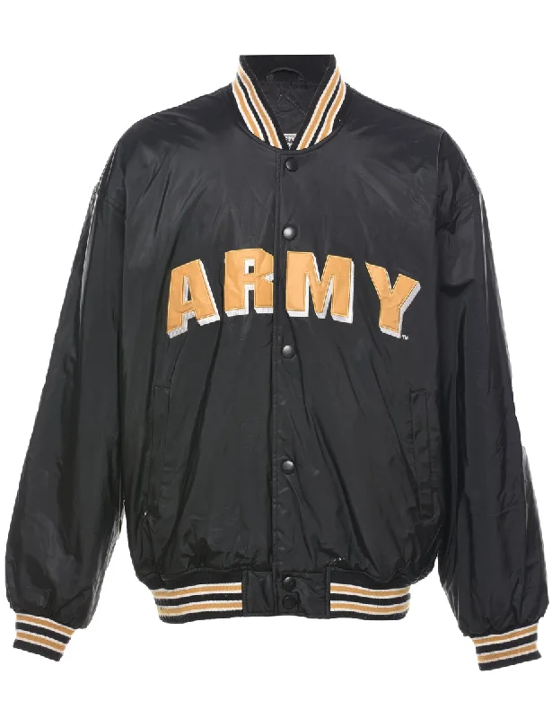 Army Embroidered Bomber Jacket - L Streetwear Style