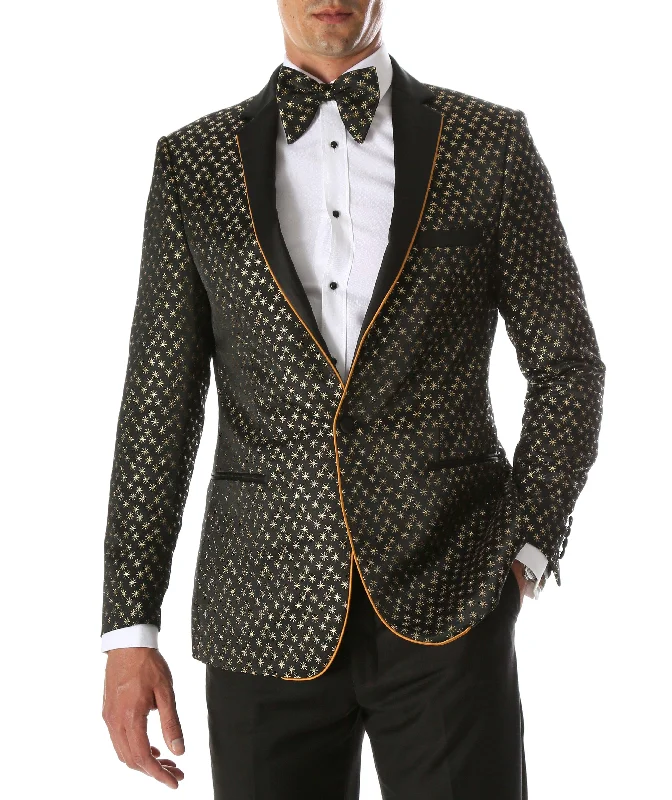 Mens Pronto Gold Star Modern Fit Tuxedo Blazer Athletic Men's High