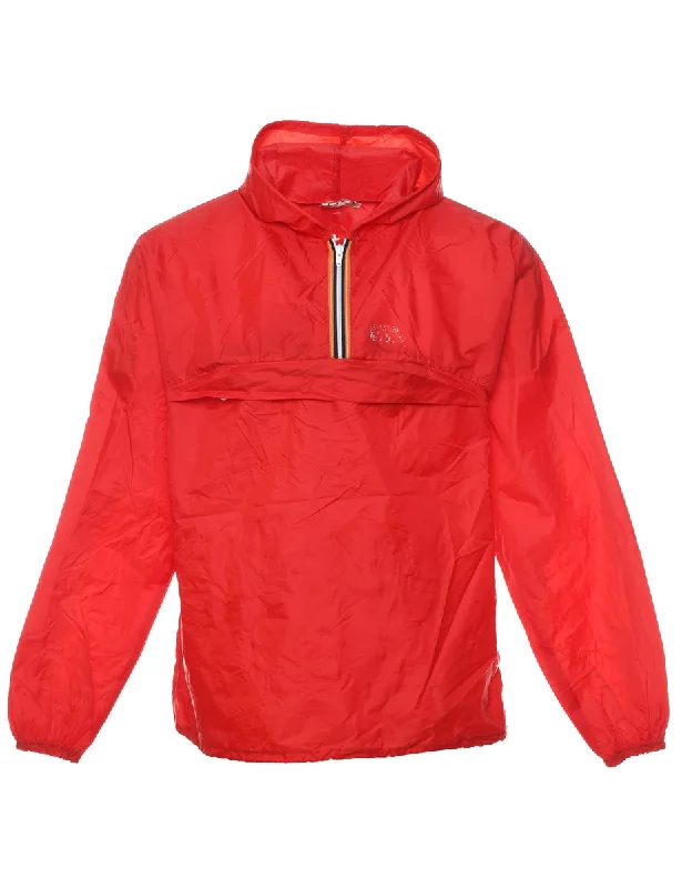 Nylon Red Anorak - L Sleek Men's Metallic