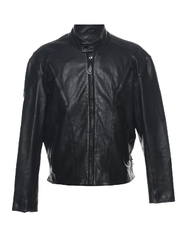 Black Leather Jacket - L Refined Men's Classic 