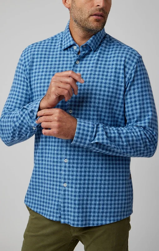 Blue Gingham Brushed Jersey Shirt Monochromatic All