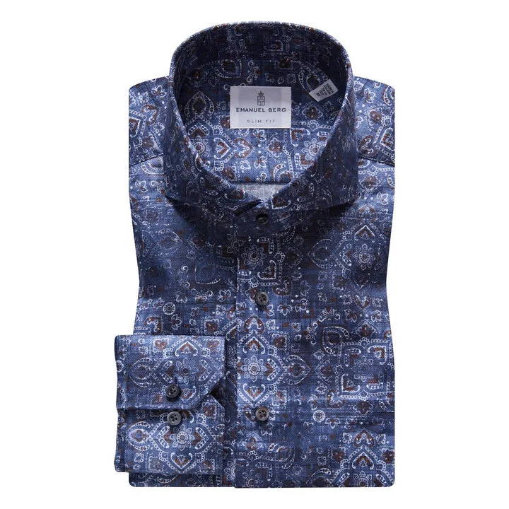 Dobby Sport Luxury Shirt SF18195 Dark Blue Street