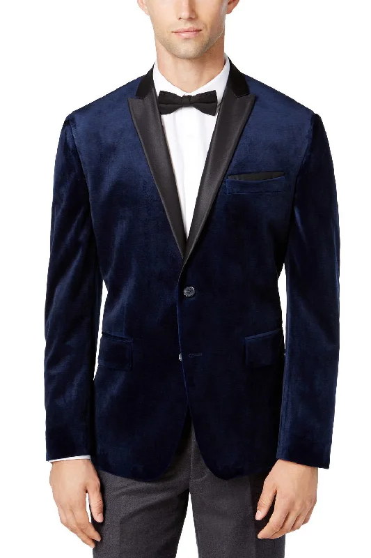 Cotton Velvet Blue Blazers Youthful Men's Pop