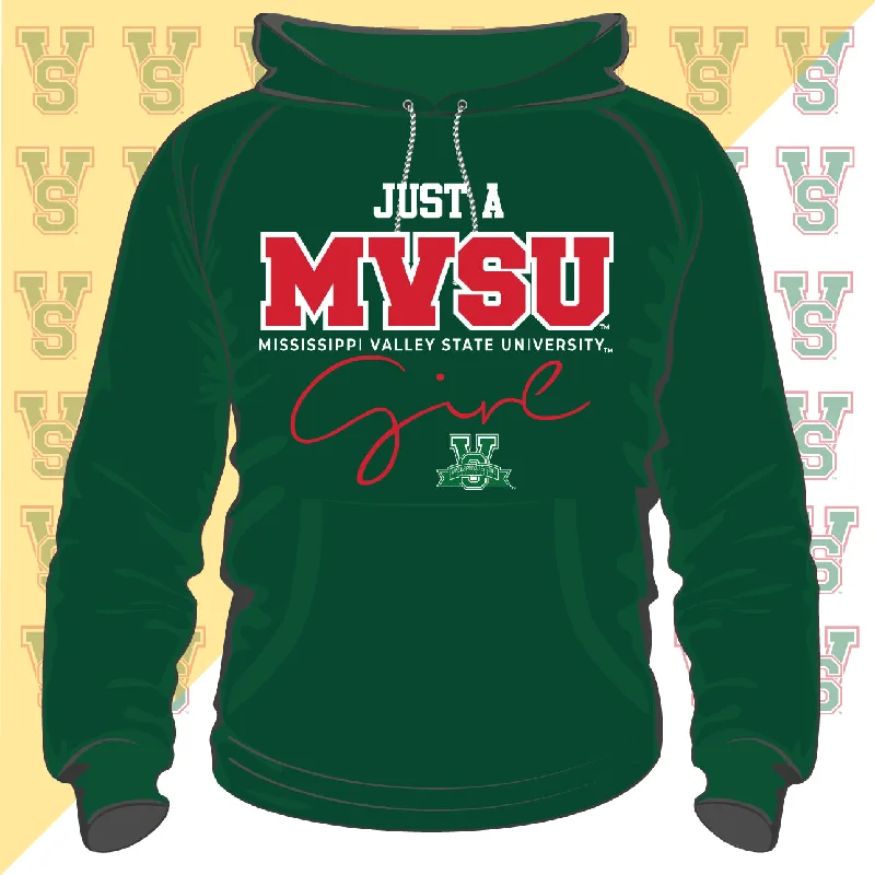 MVSU | Just A MVSU Girl GREEN Unisex Hoodie (n) Polished Men's Satin