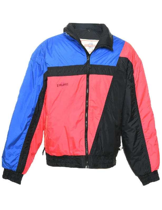 Zip Front Colour Block Ski Jacket - L Elegant Men's Cashmere