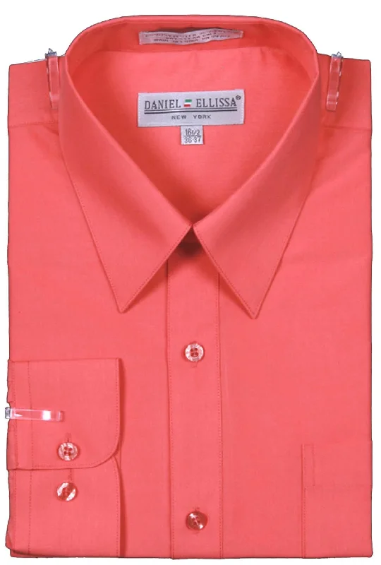 Men's Basic Dress Shirt  with Convertible Cuff -Color Coral Tough Men's Military