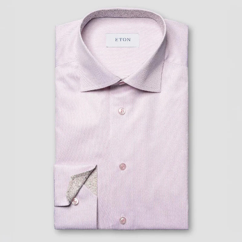 Pink Fine Striped Floral Effect Signature Twill Slim Fit Shirt - ETON Modern Men's Tech