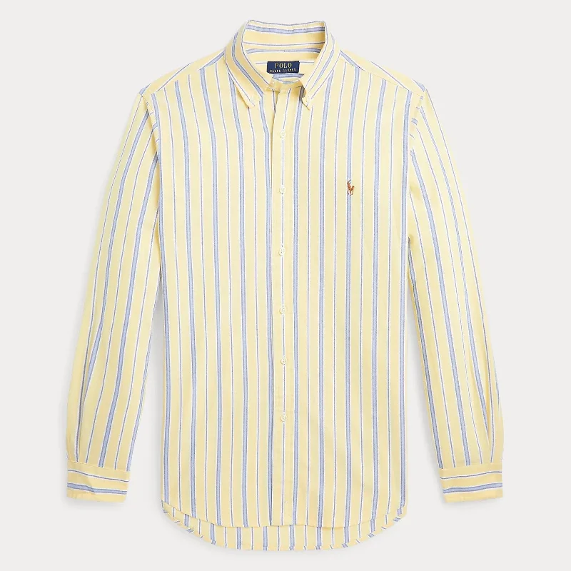 Oxford Shirt -  Stripe - Yellow, Blue, White Stylish Men's Tropical 