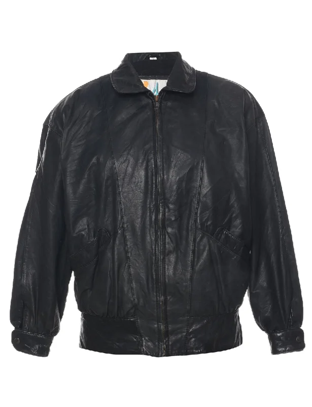 Black Leather Jacket - M Dapper Men's Bow