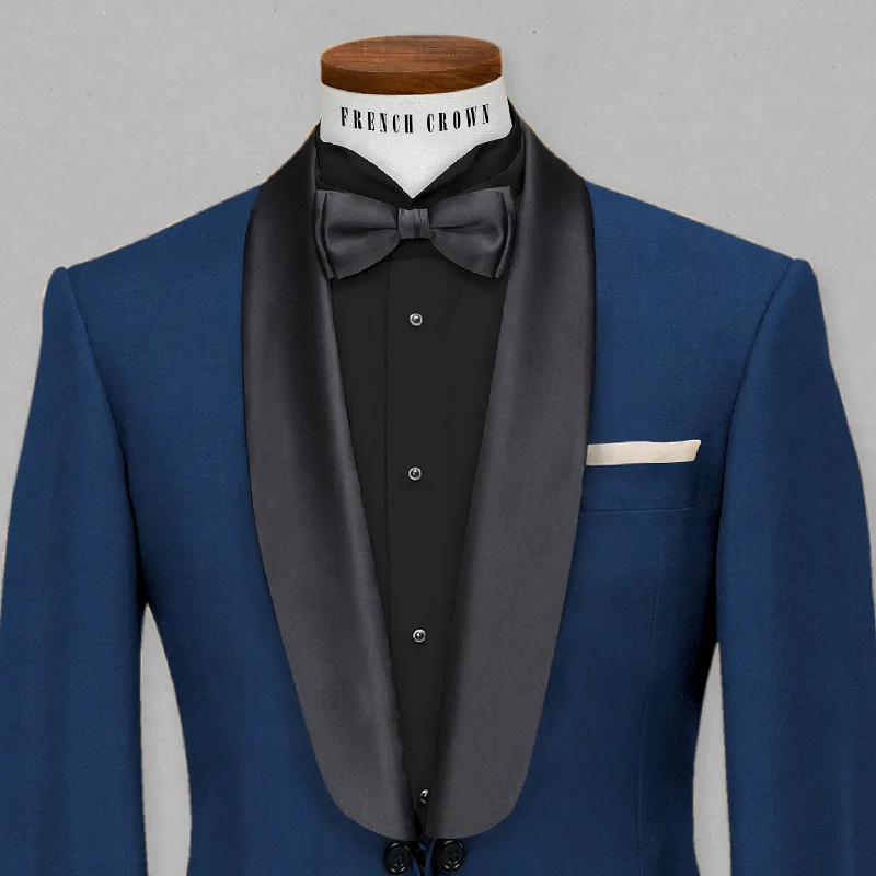 Space Blue Subtle Sheen Tuxedo Blazer British Gentleman Style