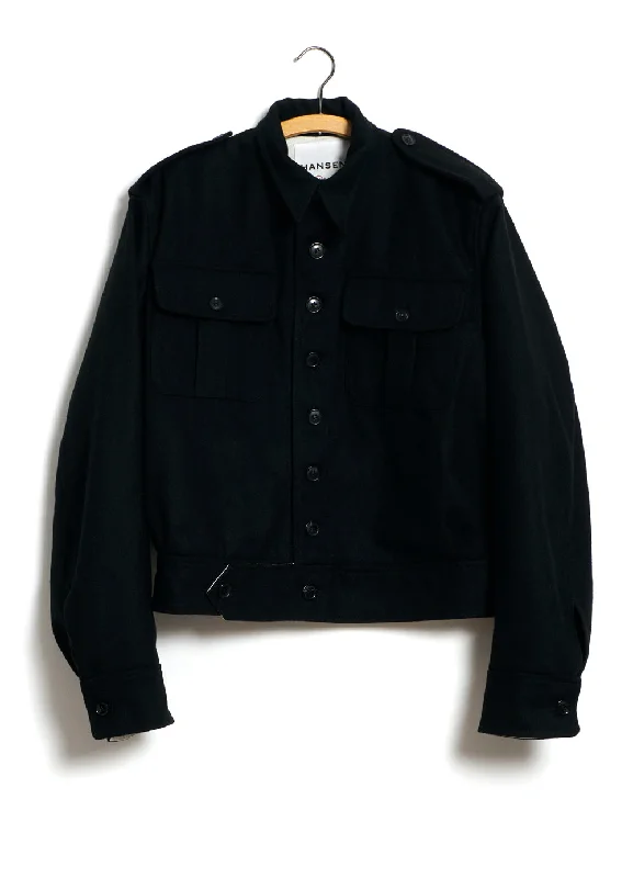 SANDER 28-30-2 | Short Utility Jacket | Black Wool Masculine Men's 