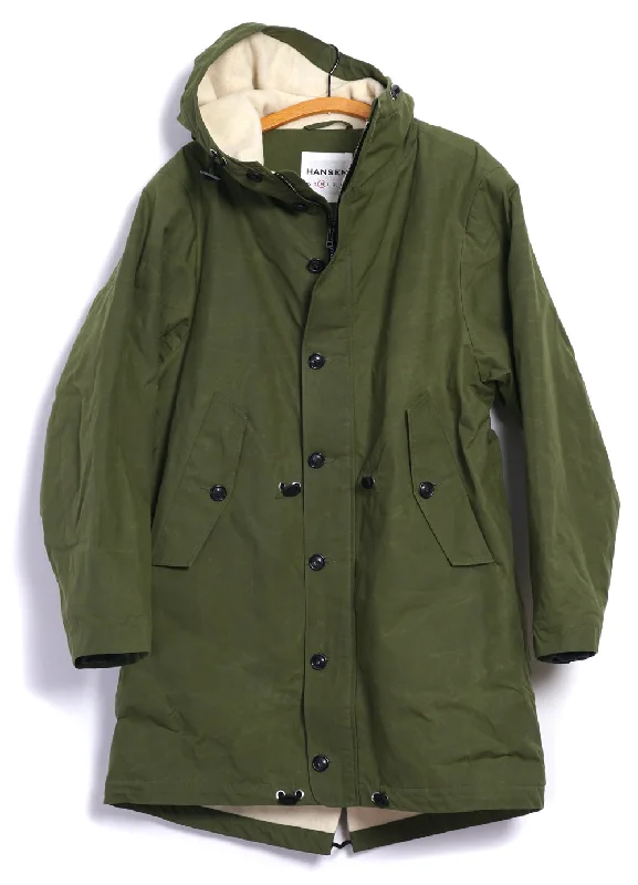 RASMUS 26-68-6 | Waxed Parka With Zipper | Fresh Olive Athletic Men's Compression