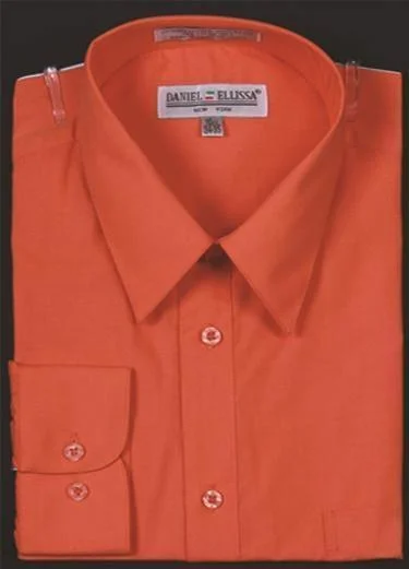 Men's Slim Fit Dress Shirt Color Orange Traditional Men's Country