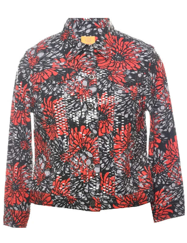 Floral Pattern Evening Jacket - M Elegant Men's Formal 