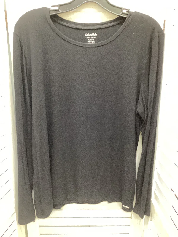 Top Long Sleeve By Calvin Klein In Black, Size: Xl Sleek Men's Metallic