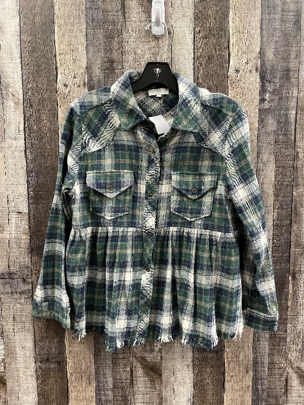 Top Long Sleeve By Entro In Plaid Pattern, Size: S Edgy Men's Punk